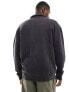 Hollister relaxed fit half zip sweatshirt with pockets in washed black