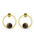 ფოტო #1 პროდუქტის 14K Gold Plated Multi Genuine Stone Circle Stud Earrings