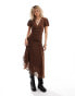 Фото #2 товара Reclaimed Vintage ruched maxi slip dress in brown