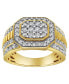 Hexonic Natural Certified Diamond 1.50 cttw Round Cut 14k Yellow Gold Statement Ring for Men