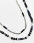 Фото #4 товара ASOS DESIGN 2 pack semi-precious beaded necklace in black tone