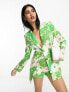 Фото #1 товара ASOS DESIGN linen slimline tie back suit blazer in retro floral print