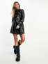 Фото #1 товара Miss Selfridge faux leather belted shirt dress in black