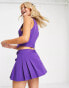 Reclaimed Vintage inspired mini kilt skirt with hardware detail co-ord in purple