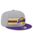 Фото #4 товара Men's Gray Los Angeles Lakers Chenille Band 9FIFTY Snapback Hat