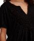 Women's Crochet-Yoke Short-Sleeve Babydoll Top