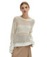 ფოტო #1 პროდუქტის Women's Donna Linen Cotton Mix Media Pullover