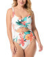 Фото #1 товара Sassy Printed Cut-Out Ruched One-Piece Swimsuit