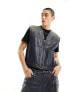 Фото #2 товара Weekday Aitos co-ord wax coated denim zip up vest in blue wash