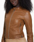 Фото #3 товара Women's Faux-Leather Moto Jacket with Snap Collar