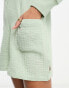 Chelsea Peers button front long sleeve romper with pocket detail in sage green