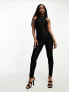 Missyempire lace racer neck jumpsuit in black