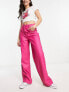 Only Hope high waisted faux leather trousers in bright pink