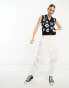 Фото #2 товара Violet Romance Tall cropped knitted vest in monochrome floral print