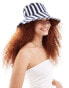 Accessorize stripe bucket hat in blue and white - фото #1