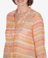 Petite Scottsdale Warm Stripe Floral Embroidered Top