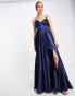 Фото #2 товара Little Mistress pleated maxi dress in navy