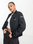 Napapijri Cuenca zip up varsity bomber jacket in black