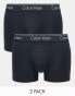 Фото #1 товара Calvin Klein 2 pack athletic cotton trunks in black