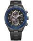 ფოტო #1 პროდუქტის Eco-Drive Men's Chronograph Black Stainless Steel Bracelet Watch 41mm