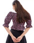 Фото #4 товара Miss Selfridge poplin collared tie front blouse in ditsy print