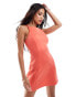 Фото #4 товара ASOS DESIGN scuba racer neck mini dress with cross straps in coral