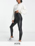 River Island Petite faux leather zip detail trouser in black