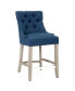 Фото #8 товара Барный стул с высокой спинкой WestinTrends 24" с покрытием из льна и пуговицами (набор из 2 шт)