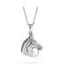 Cow Girl Equestrian Thoroughbred Winner Horse-Head Pendant Horseshoe Necklace Western Jewelry For Women Oxidized .925 Sterling Silver