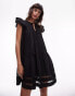 Фото #4 товара Topshop tassle detail broderie mini dress in black