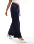 Фото #8 товара Monki low waist satin tailored trousers in navy blue