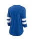 Фото #4 товара Women's Heathered Royal, White Toronto Maple Leafs Full Shield 3/4 Sleeve Tri-Blend Raglan Scoop Neck T-shirt