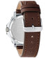 ფოტო #3 პროდუქტის Men's Brown Leather Strap Watch 44mm