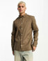 AllSaints Hawthorne stretch fit shirt in wood brown