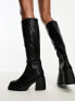 ALDO Wide Fit Auster mid heel knee boots in black