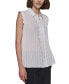 ფოტო #3 პროდუქტის Women's Scalloped Pleated Button-Down Top