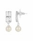 ფოტო #1 პროდუქტის Women's Crystal and Faux Imitation Pearl Drop Earrings