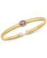 ფოტო #1 პროდუქტის Amethyst (3/4 ct. t.w.) & White Topaz (1/6 ct. t.w.) Tubogas Bangle Bracelet in 14k Gold-Plated Sterling Silver