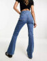 DTT Nia hourglass flared jeans in mid wash blue