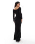 Фото #4 товара ASOS DESIGN bardot maxi dress with bangle trim details in black