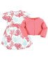 ფოტო #3 პროდუქტის Baby Girls Organic Cotton Dress and Cardigan, Coral Reef