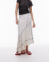 Topshop panelled disjointed asymmetric jersey skirt in cream Бежевый, 36 - фото #2