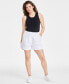 Фото #1 товара Trendy Plus Solid Linen-Blend Pleated Woven Shorts, Created for Macy's