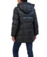 Women's Faux Leather 3/4 Puffer Jacket With Hood Черный, Средний - фото #4