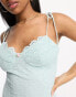 The Frolic tie shoulder cami mini dress with cup detail in sky blue lace