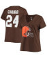 ფოტო #2 პროდუქტის Women's Nick Chubb Brown Cleveland Browns Plus Size Name Number V-Neck T-shirt