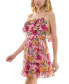 ფოტო #3 პროდუქტის Juniors' Floral Print Ruffled Sleeveless A-Line Dress