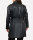 Women's Plus Size Belted Faux-Leather Trench Coat