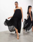 Фото #1 товара ASOS EDITION plisse bandeau high low maxi dress in black