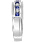 ფოტო #4 პროდუქტის EFFY® Men's Sapphire (3/8 ct. t.w.) & Diamond (1/4 ct. t.w.) Band in 14k White Gold